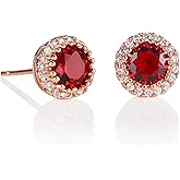 Namana Halo Stud Earrings with White or Coloured CZ. Available with Blue, Green, Red, Light Blue or Clear Stones in Silver, Gold and Rose Gold