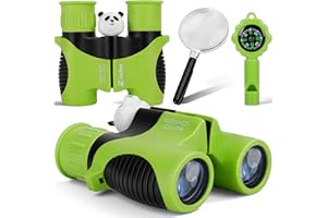 Binoculars for Kids 8x21 High-Resolution Real Optics with Magnifying Glass & Whistle Compass, Kids Binoculars for 3-12 Years 