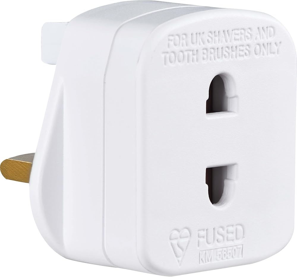 Masterplug Shaver Adaptor White 3-Pin Socket Electric Toothbrush Shaver BS1363-3