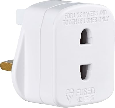 Masterplug Shaver Adaptor White 3-Pin Socket Electric Toothbrush Shaver BS1363-3