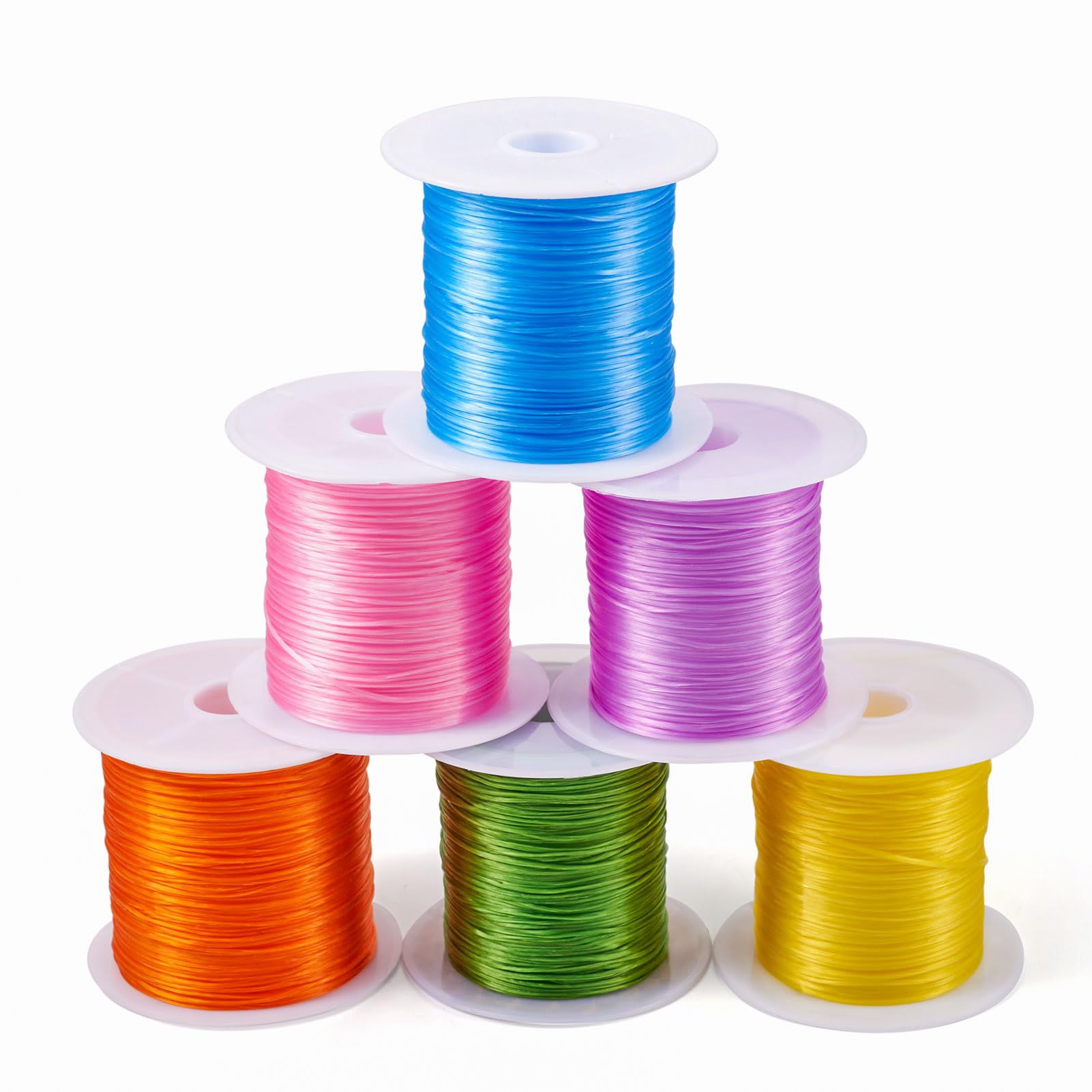 Pandahall 6 Rolls Coloful Elastic Crystal String Beading Cord 0.7mm Flat Strong Stretch Line Thread String for Necklace Bracelet Jewelry Making