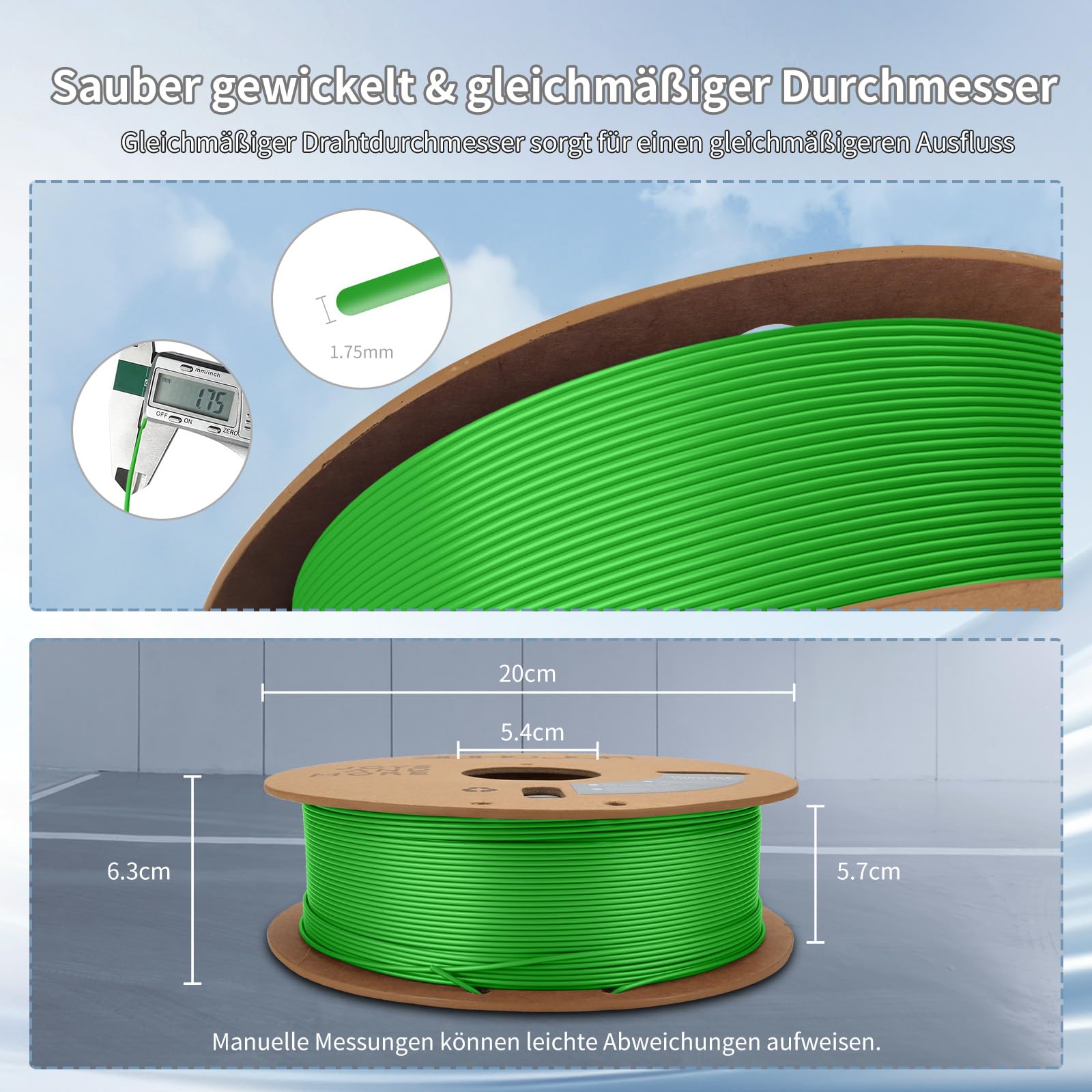 3DHoJor PLA Filament 1.75mm, 1kg 3D Drucker Filament PLA, Maßgenauigkeit +/- 0,02 mm, ultraschnelle Filament 3d Druckmaterialien, Vakuumverpackung,für FDM 3D Drucker, Grün 4