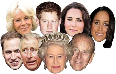 SHATCHI 8 Pack Royal Family Cardboard Face Masks King Charles Queen Camilla