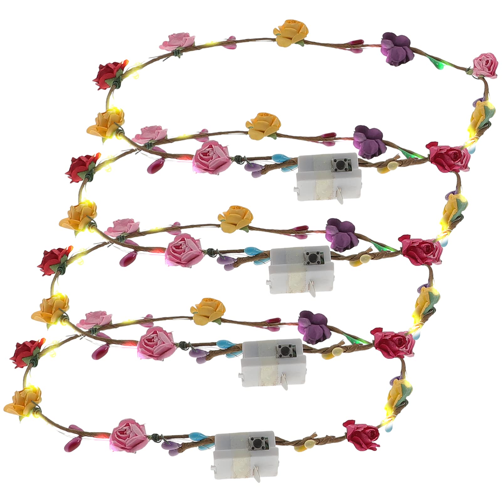 minkissy Light up Flower Headband Set with 10 Led Lights Adjustable Floral Crown for Kids and Adults Wedding Festival Party Accessories