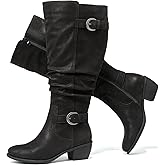 Luoika Women's Extra Wide Calf Low Heel Knee-High Boots