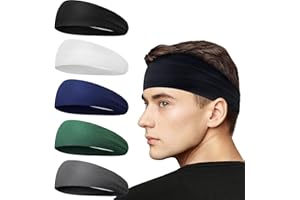 5pack Sports Headbands for Men and Women,Elastic Fast Drying Headband Light Sweatband for Running Cycling Yoga Tennis Fitness