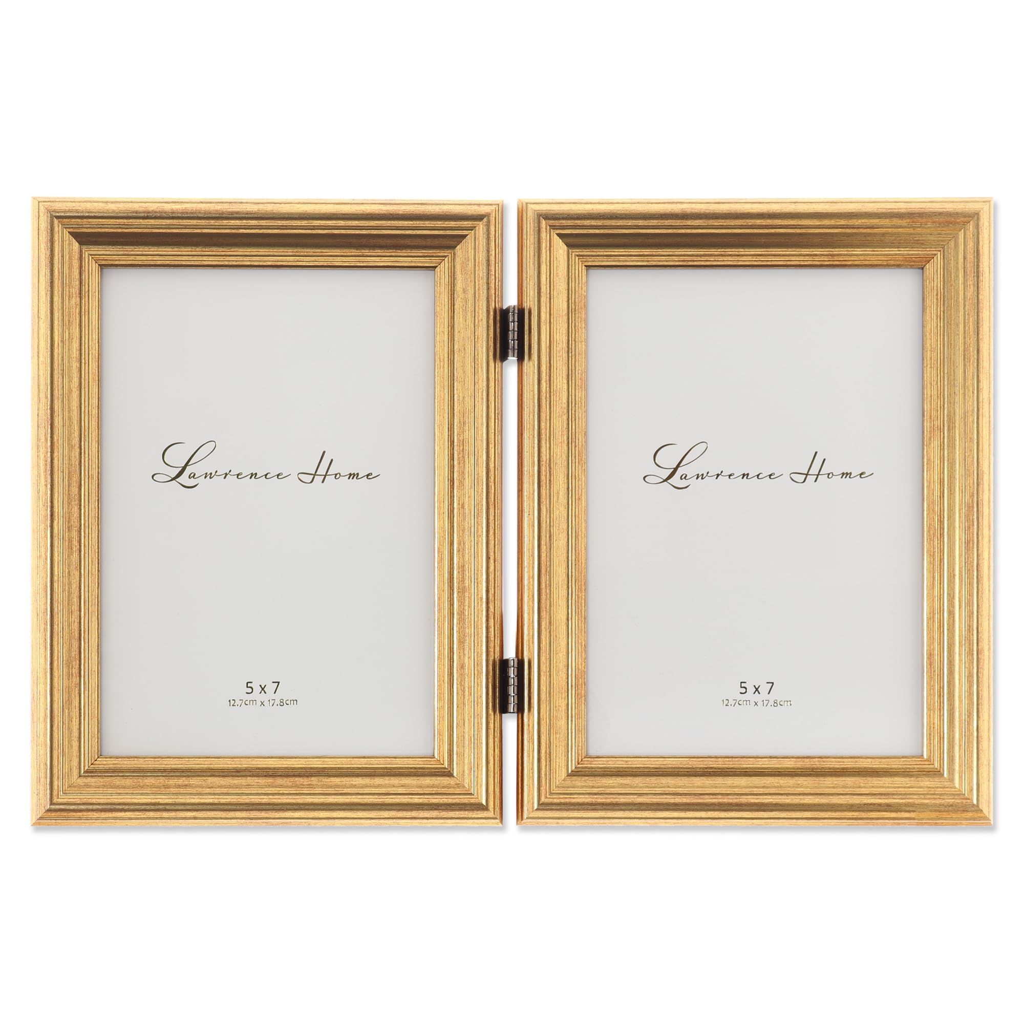 Lawrence Frames 5x7 Hinged Double Sutter Burnished Gold Picture Frame — image 1