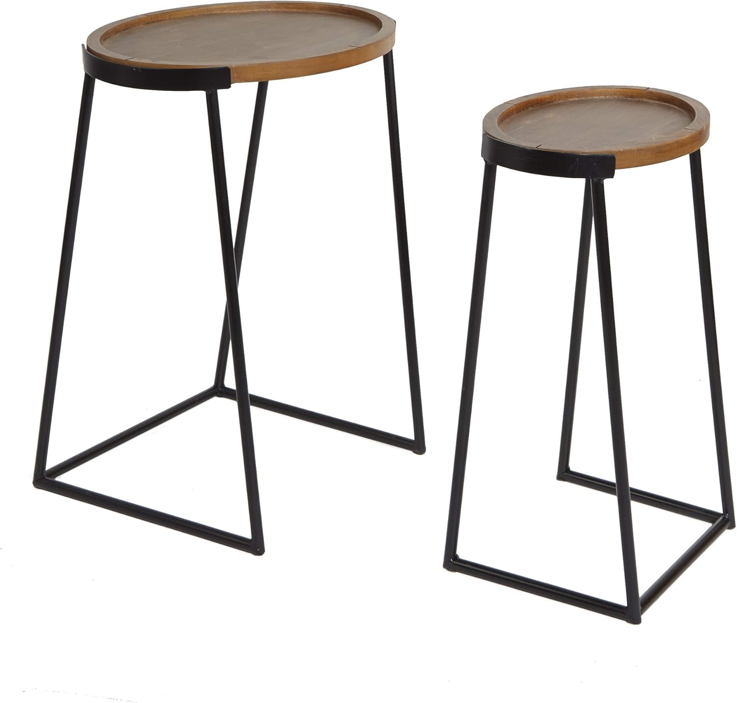 Silverwood Nesting Side Table, Black Metal and Dark Wood: Kitchen & Dining