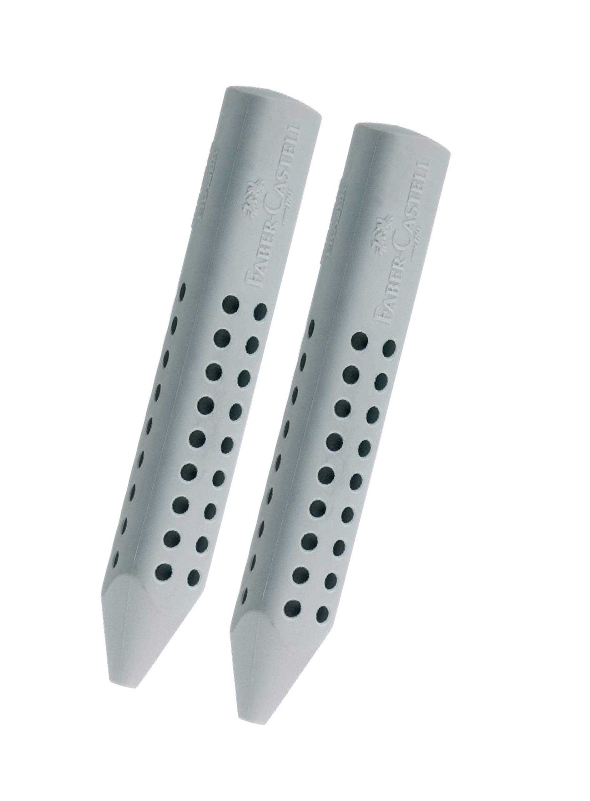 Faber-Castell Grip 2001 Triangular Eraser (Grey, 2 x Erasers)