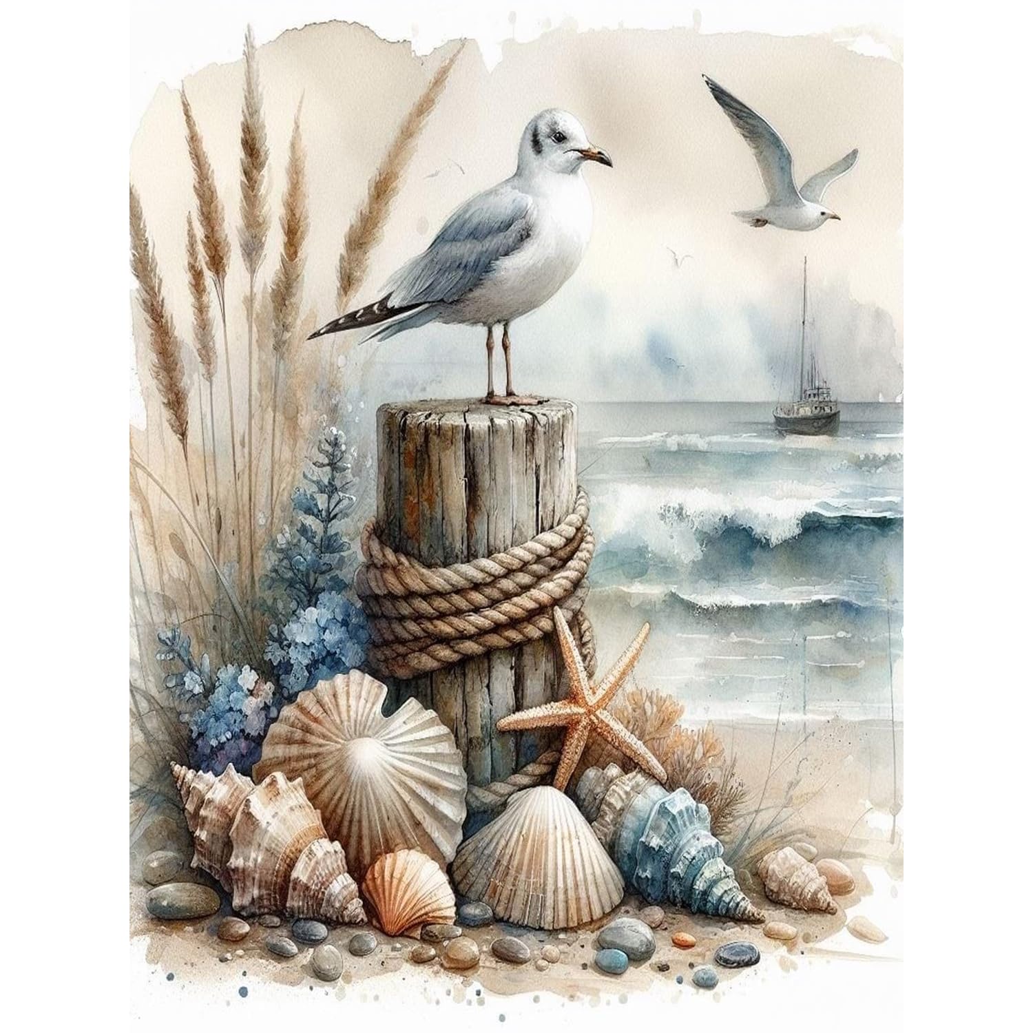 PHANTASYART Seagull Paint by Numbers for Adults,Painting by Numbers for Adults,Beach Adult Paint by Numbers,DIY Acrylic Adult Paint by Numbers Canvas Kits Perfect for Home Decor and Gifts 12x16inch