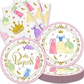 Aulecoo 40Pcs Princess Party Decorations Fairytale Party Plates Napkins for Baby Shower Princess Birthday Party Decorations,Suitable for 20 Guests
