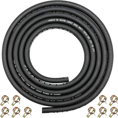 YGQ 6mm ID Fuel Line Hose with 10 Clamps 2.4M Braided NBR Tubing