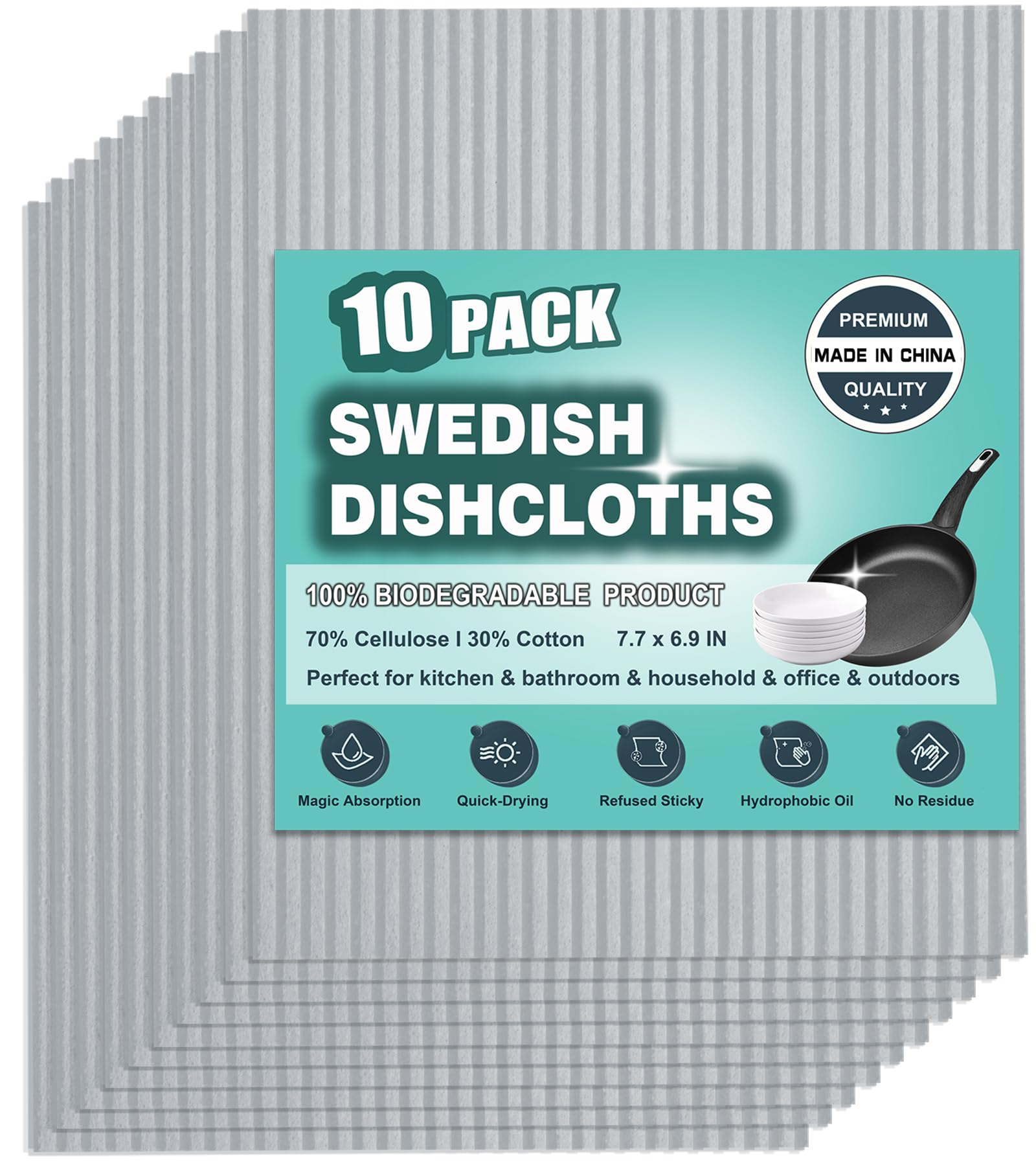 Photo 1 of METUUTER 10 Packs Swedish Dishcloths, Reusable Kitchen Dishcloths Compostable Cellulose Dish Clothes for Kitchen and Household Use (Grey)