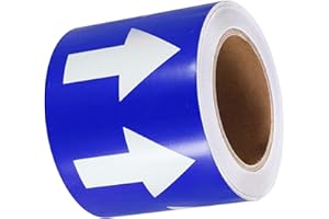 ARRCCHOLIY Pipe Flow Arrow Tape Pipeline Arrow Stickers 4 Inch x 66 Ft (10cm x 20M) Pipe Identification Marking Arrow Labels with Reflective Strips for Pipe Flow Markers, Blue/White