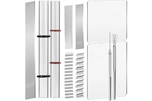 WOLWEFA Polymer Clay Cutter Tools, Acrylic Roller Pin, 5 Pieces Flexible Clay Cutters, Ceramic Cutters Slicer Kit Clear Rectangle Sheet Press Board Wire Texture Set Needle Detail Modelling Supplies