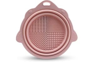 MR LION Makeup Brush Cleaning Mat, Silicone Makeup Cleaning Brush Scrubber Mat Portable Washing Tool Cosmetic Brush Cleaner with Suction Cup for Valentines Day (Pink)