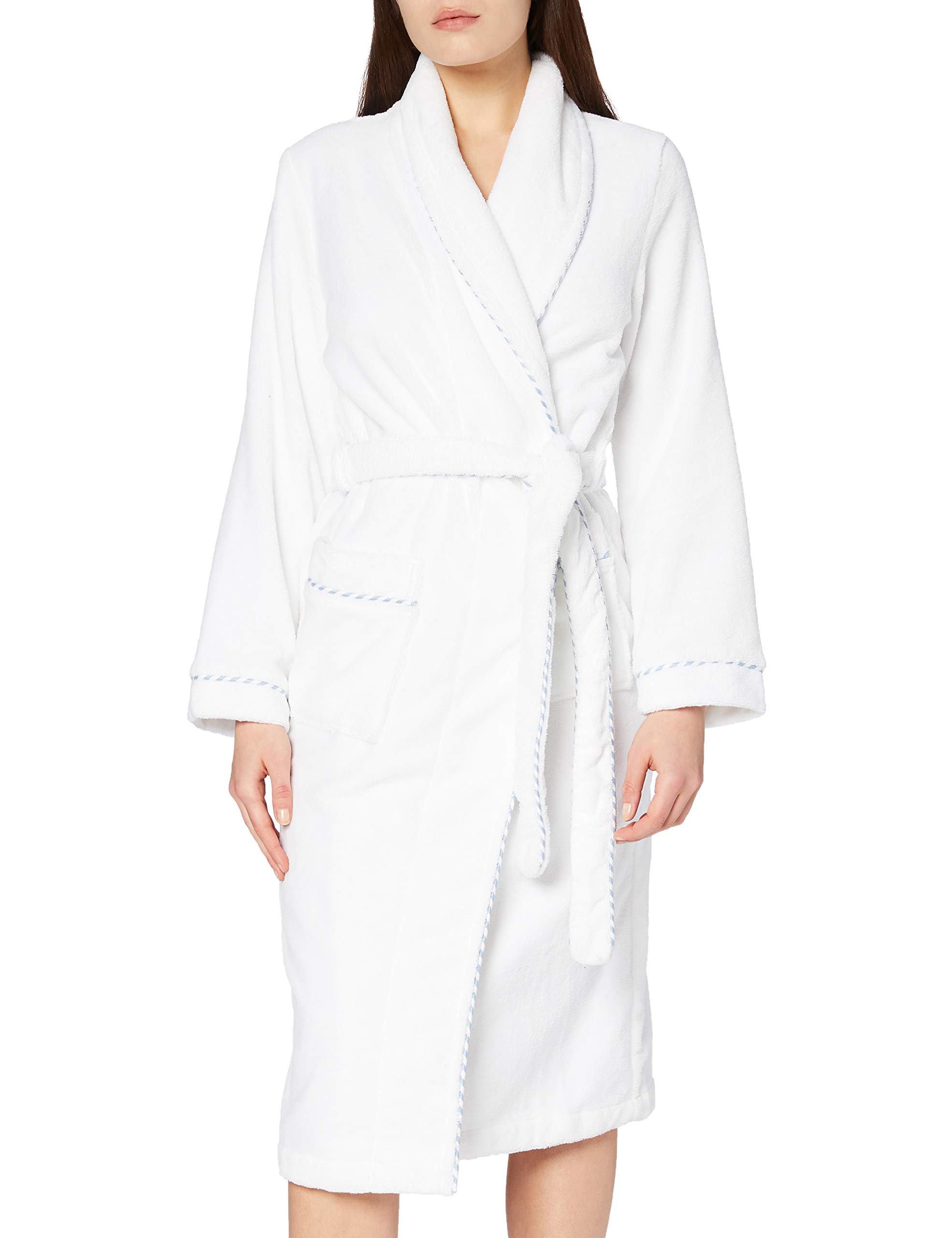 Calida Women's Long - Regular Bathrobe - White - Weiß (Weiss 001) - 16