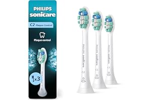 Philips Sonicare C2 Plaque Control - Genuine Replacement Electric Toothbrush Heads, White, 3 Pack, HX9023/65