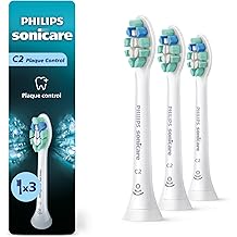 Philips Sonicare C2 Plaque Control - Genuine Replacement Electric Toothbrush Heads, White, 3 Pack, HX9023/65
