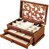 Kendal Wooden Jewelry Box, 3 Layer Jewelry Box for Women, Jewelry Holder Organizer, Wood Jewelry Storage Case for Necklaces, Earring, Rings