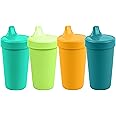 Re-Play Sippy Cups for Toddlers - 10 Oz. Reusable Spill Proof Cups for Kids, Dishwasher/Microwave Safe - Made in USA - Set of 4-3.13" x 6.25" - Aqua Asst.