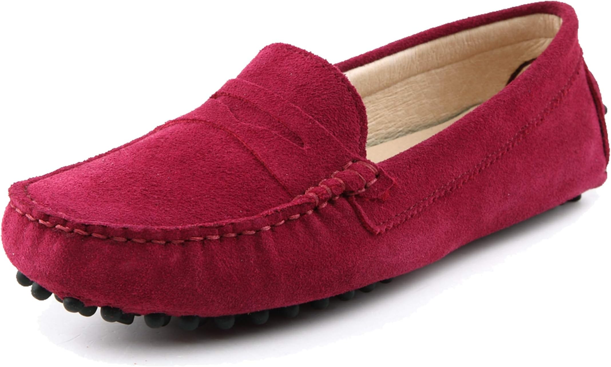 MINITOO Driving Shoes Women's Classic Stripe Suede Penny Loafers Casual Flats YB9603