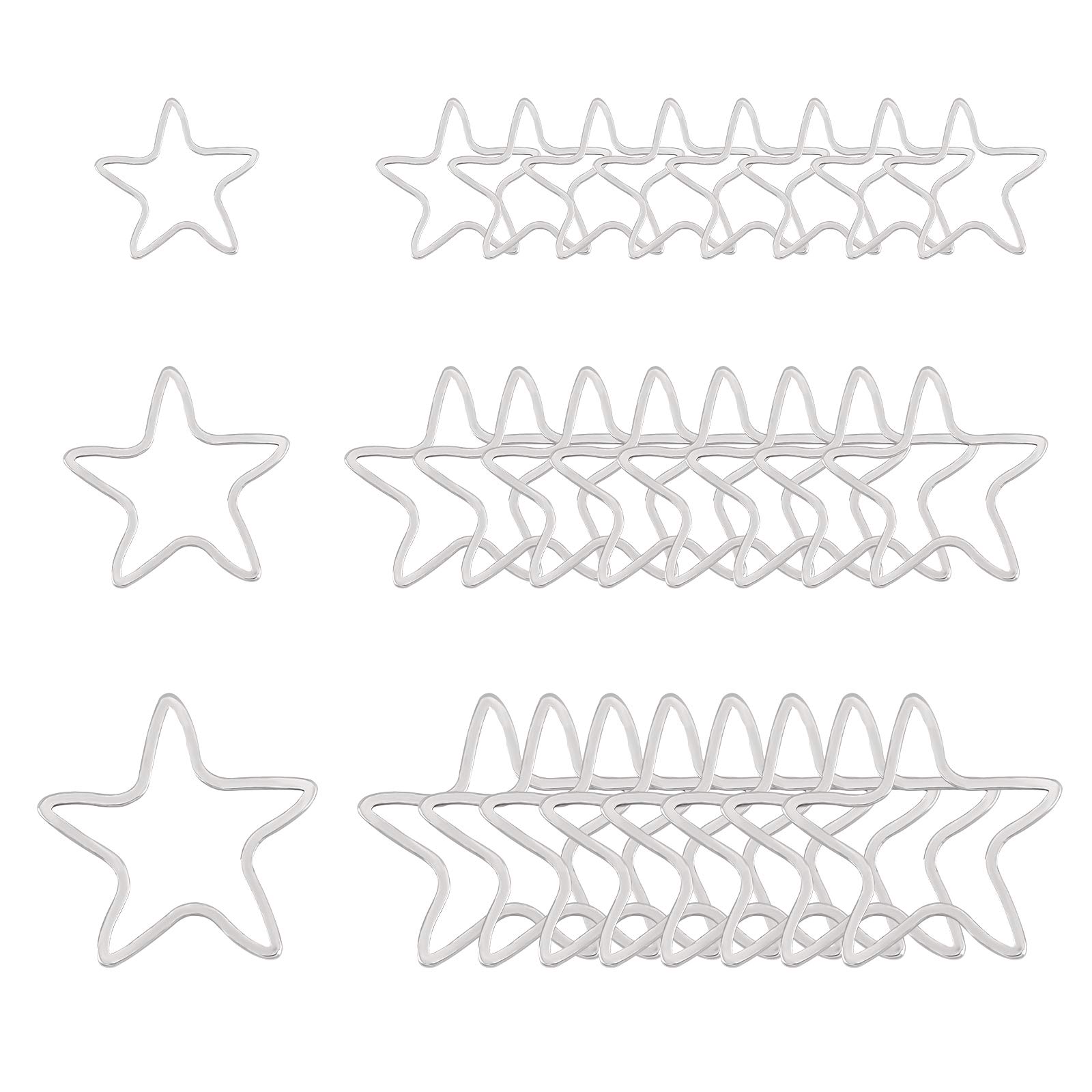 UNICRAFTALE 3 Sizes 36pcs Hollow Star Charm 12/15/19mm Stainless Steel Linking Charm Frame Metal Charms Stainless Steel Color Pendant Connectors Links for Jewelry Making