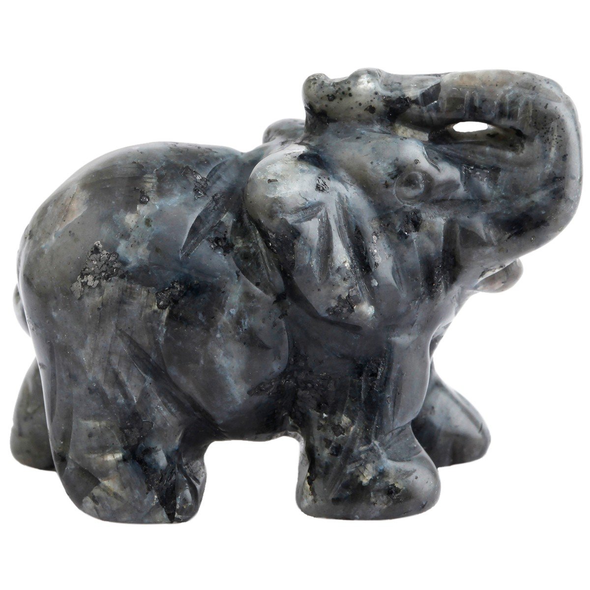 mookaitedecor Natural Labradorite Elephant Ornament Figurine,Healing Crystal Energy Gemstone Reiki Statue Home Decor,1.5 Inches
