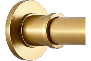 BRIOFOX Shower Curtain Rod Adjustable 18-64 Inch, No Drilling Non Slip Stainless Steel Spring Tension Curtain Rod for Window or Bathroom, Sunset Gold