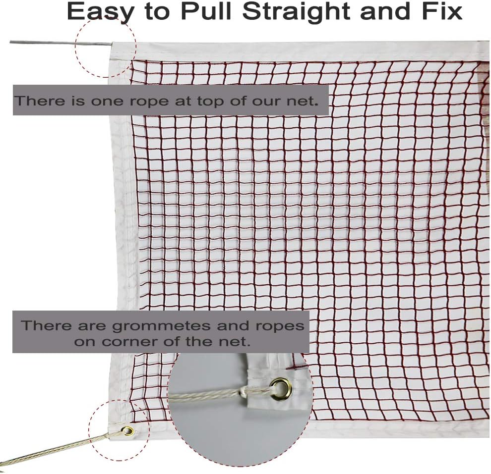 GeWeDen Badminton Net, Outdoor Indoor Badminton Tournament Net for Sports Backyard Garden Schoolyard (20 FT x 2.5 FT) with Rope Cable Top (Net Only) (with Nylon Rope) : Sports & Outdoors