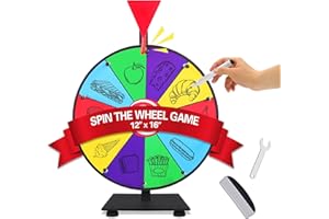 SHANTRA 12 Inch Spinning Prize Wheel with Durable Base, 10 Slots Tabletop Spinner, with Dry Erase Marker and Eraser, Easy to Install, for Fortune Spin Game in Parties, Classroom, Home, Raffles, Holidays