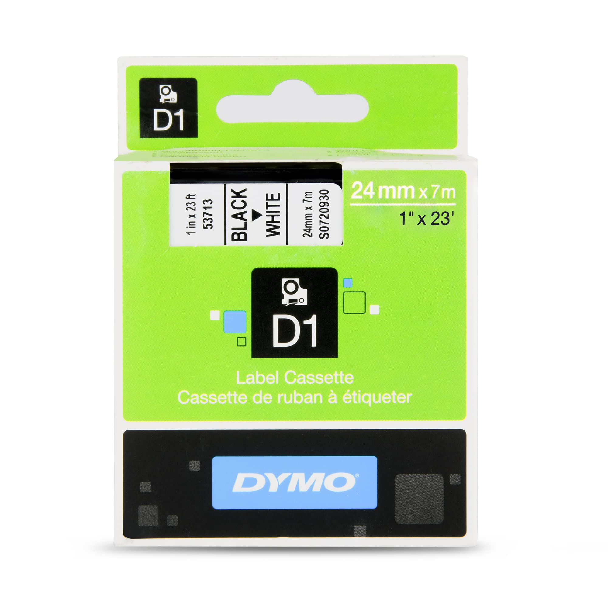 DYMO Cassette Ruban D1 24 mm x 7 m Black on White