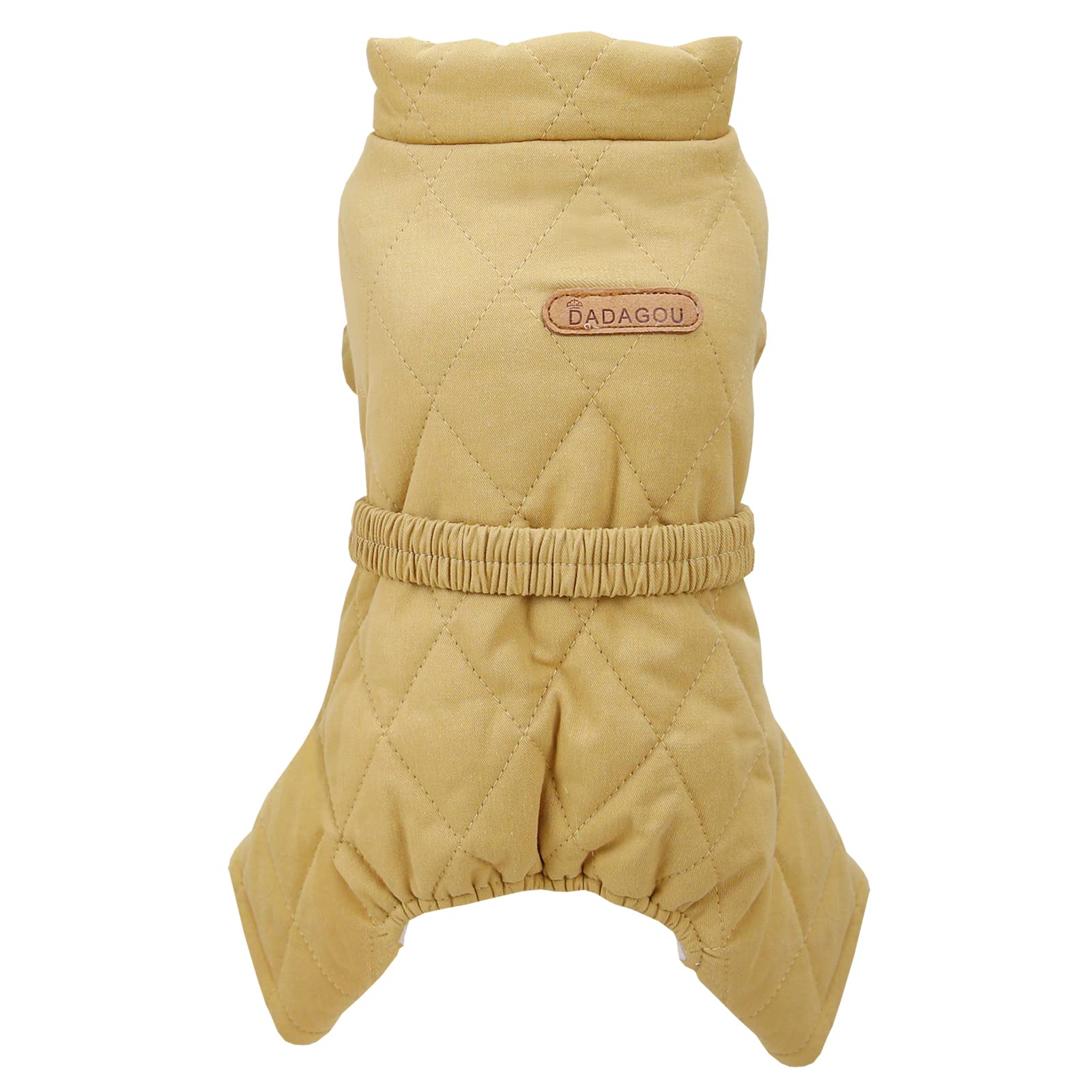 Izefia Dog Coat Windproof Jacket Cold Weather Coats 4 Legs Warm Jumpsuit Winter Thick Snow Proof Clothes Cotton Coat for Small Dog Medium Cat Brown S