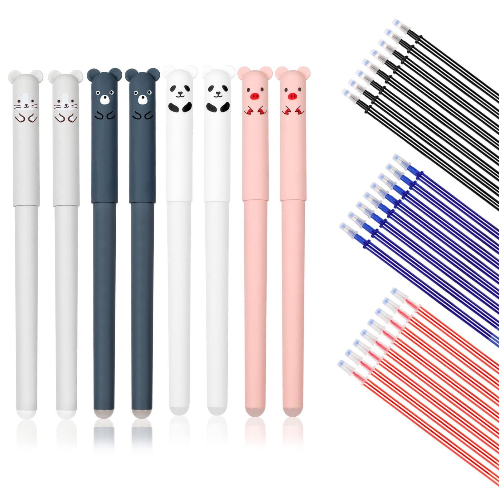 DOETYD Erasable Gel ink Pens 8 Pens+24 Refills Cute Animal Pen Erasable Gel ink Rollerball for School Office Adults Kids Students