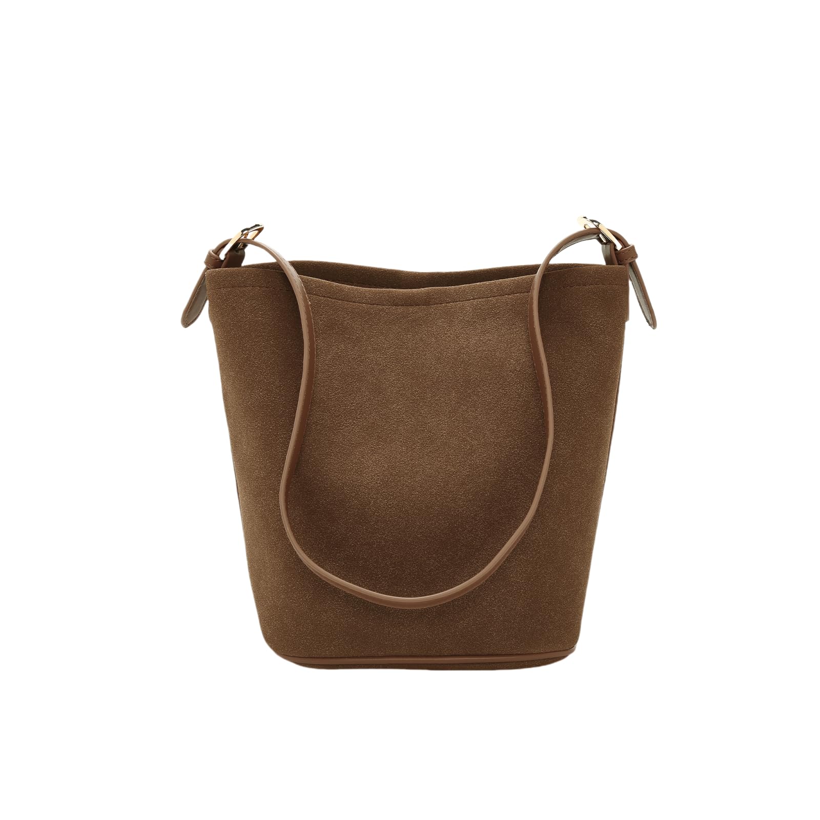 Photo 1 of LAORENTOU Suede Designer Shoulder Bag for Women, Medium Bucket Handbag with Inner Bag, Lightweight Crossbody Bag with Adjustable Strap(Caramel)