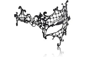 Piriuuo Masquerade Mask for Women Lace Half Mask Face Mask Black Eye Mask Halloween Carnival Mardi Gras Costume Party Proms Cosplay Masquerade Ball Dresses