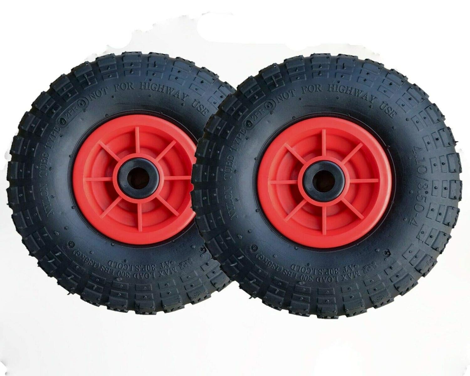 KetoPlastics PAIR OF 10" PNEUMATIC WHEELS 4.10/3.504 SACK TRUCK