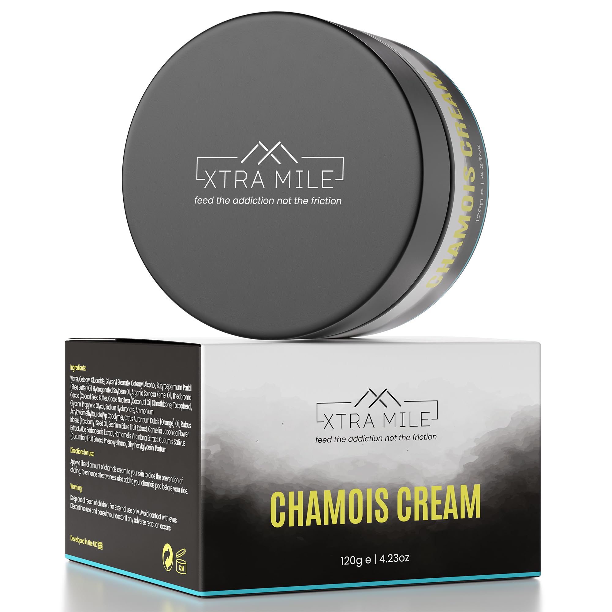 Xtra Mile Comfort Pro Chamois Cream - Premium Anti-Chafe & Antibacterial Solution for Ultimate Cycling Comfort for Men and Women. Natural ingredients. Vegan.