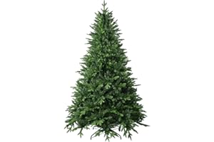 TREEPOOL 7.5 FT Artificial Christmas Tree with 2239 PE&PVC Mixed Branch Tips, Unlit Hinged Premium Spruce Fake Xmas Trees, Green, Foldable Base