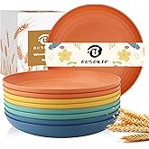 BUSOKIP Wheat Straw Plate 9 Inch, Deep Dinner Plates Set of 8, Unbreakable Plastic Plate Reusable, Microwave & Dishwasher Safe Kitchen Plates for Camping, Picnic, Travel, Outdoor (Multi Colors)