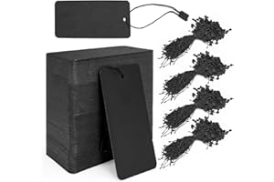Sekonow 400pcs Black Gift Tags with String, Large Price Tags Clothing Tags Blank Kraft Paper Hang Tags for Clothes Sale Chris