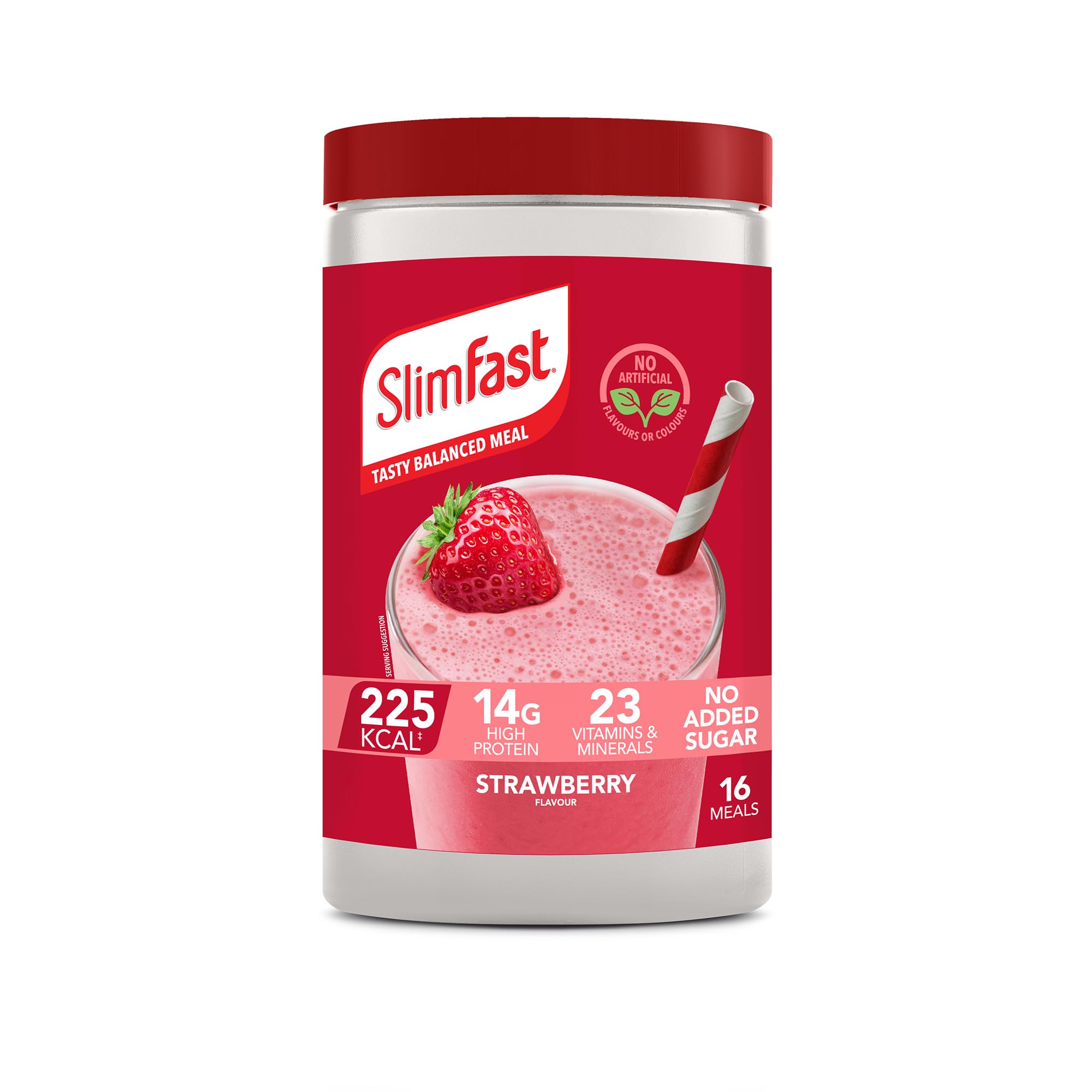 SlimFast Meal Replacement Shake Weight Loss & Balanced Diet, Vitamins and Minerals, Low Calorie, High Protein, Strawberry Flavour, 16 servings, 584 g, Packaging May Vary