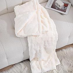 Linecooo Cream White Fleece Throw Blanket