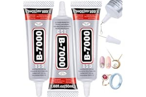 B7000 Colle à strass pour travaux manuels, 3 pièces de 50 ml de colle transparente pour bijoux, réparation de téléphone, fabr