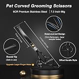 CIICII 7 Inch Dog Grooming Scissors Kit with Safety Tip Curved & Thinning Sets view 3