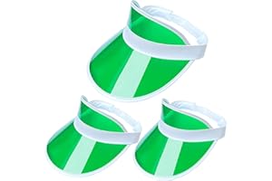 KEJEA 3 Pack Colored Sun Visor Hat Women Men Plastic Clear Visors Hats