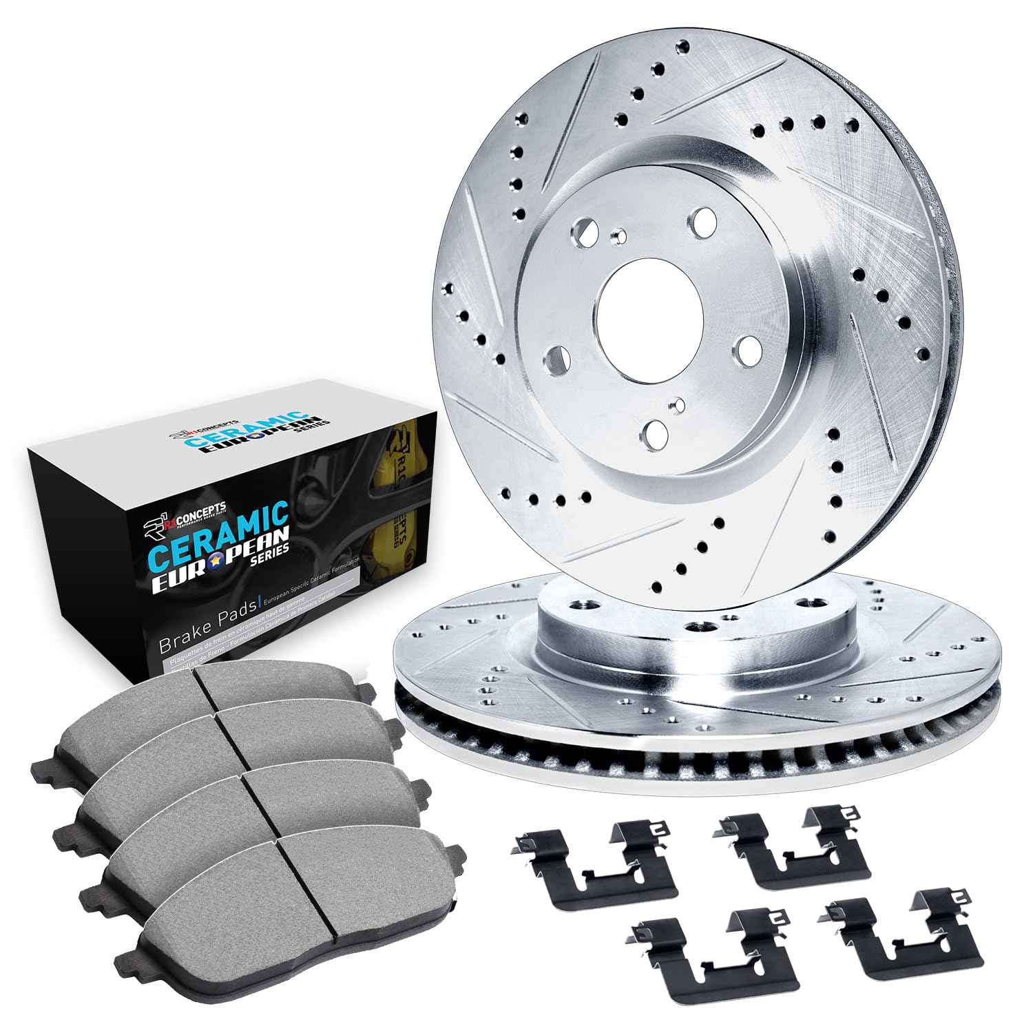 Photo 1 of R1 Concepts Rear Brakes and Rotors| Hardware Included| Rear Euro Ceramic Brake Pads and Rotors Kit| Fits 2021 BMW 230i