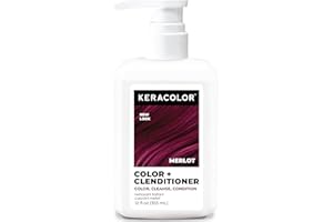 Keracolor Color + Clenditioner 3-in-1 Color-Depositing Conditioner, Gently Cleanses & Conditions, Semi-Permanent Merlot Hair 