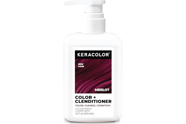 Keracolor Color + Clenditioner 3-in-1 Color-Depositing Conditioner, Gently Cleanses & Conditions, Semi-Permanent Merlot Hair