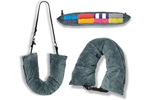 OYRLIZE Travel Neck Pillow Stuffable with Clothes,Stuffable Neck Pillow for Traveling,Fillable Travel Neck Pillow Extra Storage Bag,Soft Velvet Neck Pillow Case Cover,Packable for Airplane Travel Essentials